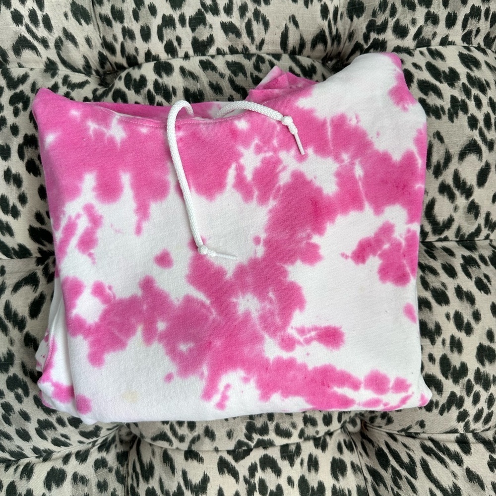 Pink & White Tie Dye Hoodie Size Medium - Picture 3 of 6